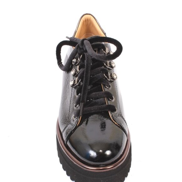 Luca Grossi 686 Black Leather Lace-Up Platform Sneaker Shoes - Picture 7 of 8